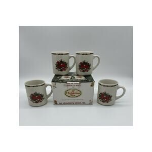 10 Strawberry Street Christmas Holiday Mugs Set of 4  O' Christmas Tree